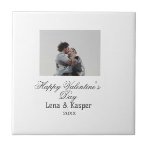 Frohes Valentinstag-Paar-Foto modern einfach t Fliese