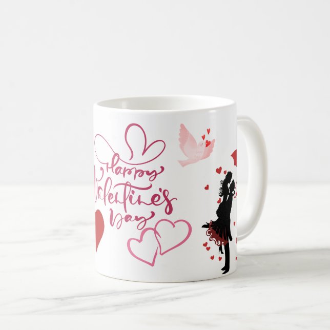 Frohes Valentinstag Romantischer Herzbecher Kaffeetasse (VorderseiteRechts)