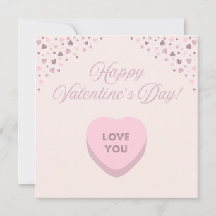 Frohes Valentinstag Rosa Herz flache Karte
