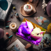 Frohes Valentinstag Süßes Axolotl-Paar AI-Kunst