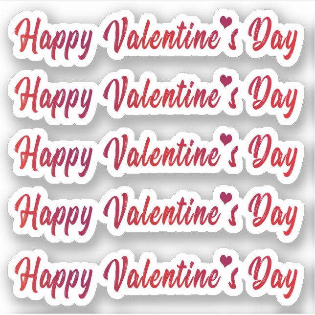 Frohes Valentinstag Typografie Lettering Aufkleber (Vorderseite)
