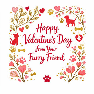 Frohes Valentinstag von Ihrem pelzigen Freund Feiertagspostkarte