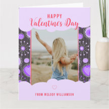 Frohes Valentinstag Whimsical Lila Herz Blumen Nam