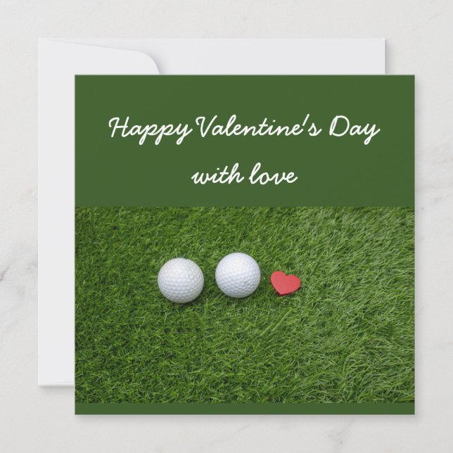Frohes Valentinstag zum Golfer mit Golfball (Vorderseite)