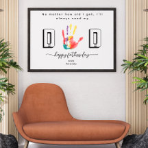 Frohes Vatertags-Handabdruck-Blumen-Kunstposter