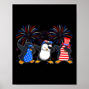 Frohes Viertes Juli - Patriotische Tiere - Pinguin Poster
