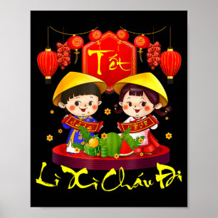 Frohes vietnamesisches Neujahrsfest Tet Holiday Li Poster