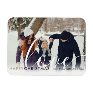 Frohes Weihnachten Modernes Foto Chic Script Liebe Magnet
