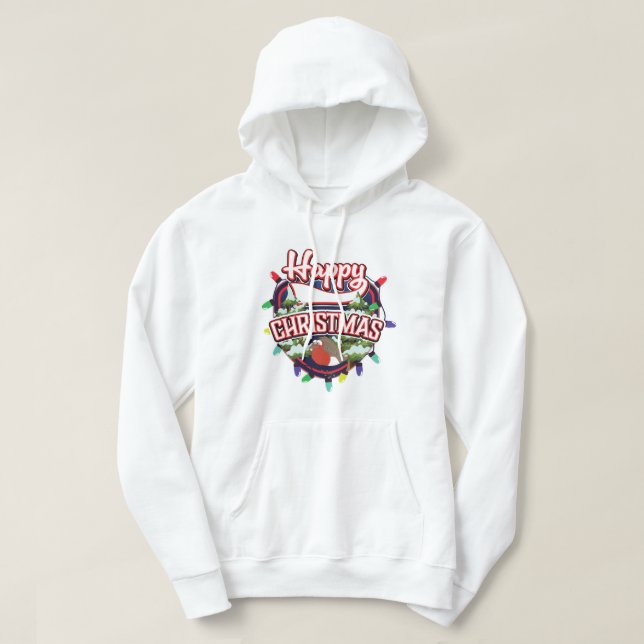 Frohes Weihnachts-Cartoon-Logo Hoodie (Design vorne)