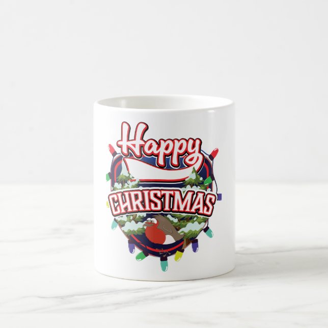 Frohes Weihnachts-Cartoon-Logo Kaffeetasse (Mittel)
