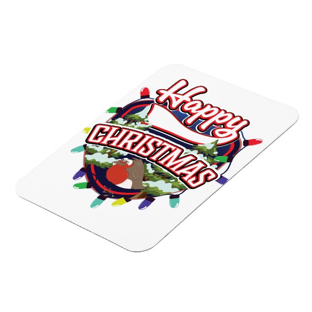 Frohes Weihnachts-Cartoon-Logo Magnet (Linke Seite)