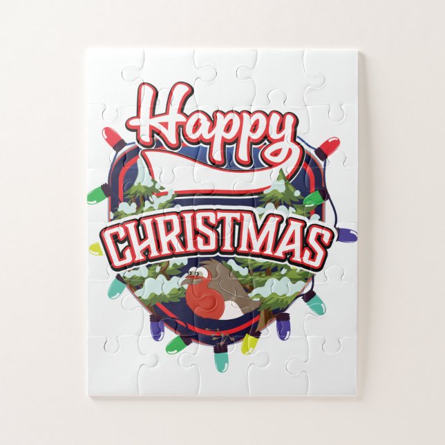 Frohes Weihnachts-Cartoon-Logo Puzzle (Vertikal)