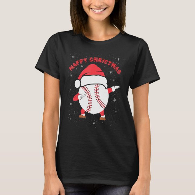 Frohes Weihnachts-Dabbing Baseball mit Xmas Hat Me T-Shirt (Vorderseite)