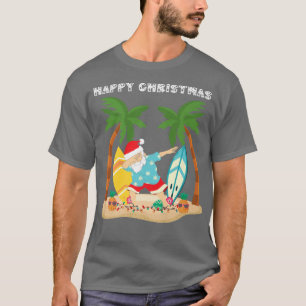 Frohes Weihnachts-Dabbing Santa Surf Board on Trop T-Shirt