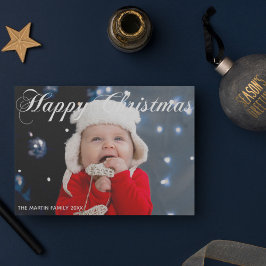 Frohes Weihnachts-Foto White Cursive Script Feiertagskarte