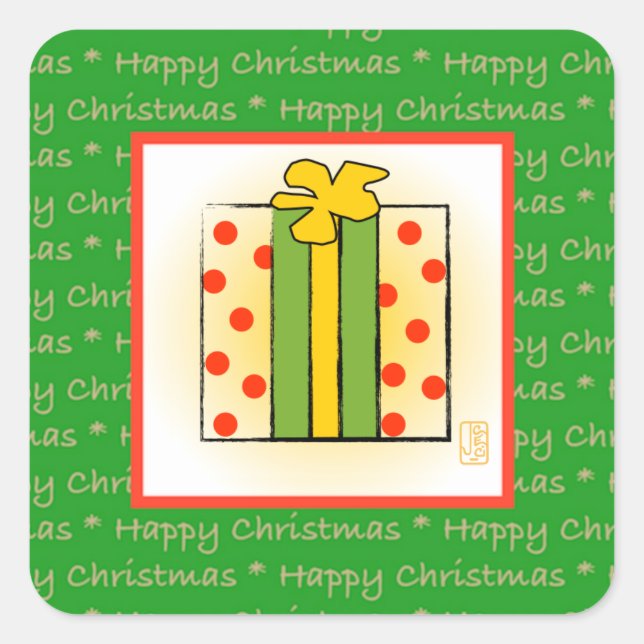 Frohes Weihnachts-Geschenkboxen Square Sticker (Vorderseite)
