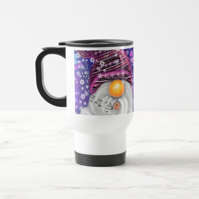 Frohes Weihnachtsgnome in Lila Hat Travel Mug Reisebecher (Links)