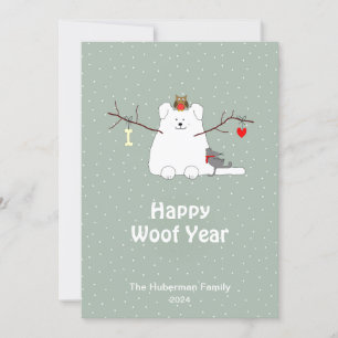 'Frohes Woof Jahr' Hunde-Weihnachts-Flat-Feiertags Feiertagskarte
