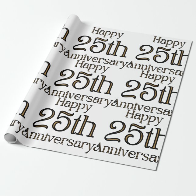Frohes Wrapping Paper zum 25. Jahrestag Geschenkpapier (Ungerollt)
