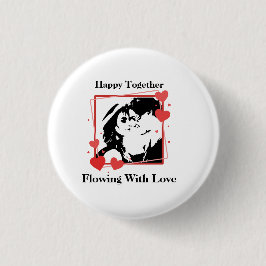 Frohes Zusammenfließen mit Liebe Herzrahmen Button