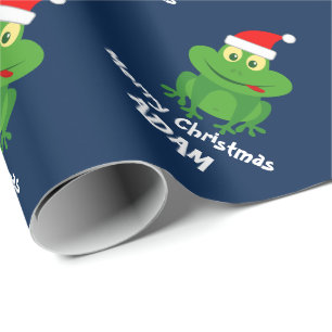 Frohgrüner Frosch Weihnachtsverpackung für Kinde Geschenkpapier