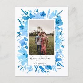 Fröhlich abstrakt blauer Weihnachtsentwurf Feiertagspostkarte