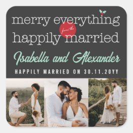 Fröhlich alles aus dem glücklich Verheirateten 3-F Quadratischer Aufkleber