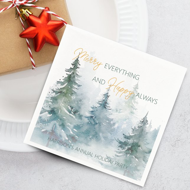 Fröhlich Alles Glücklich Immer Winterbäume Serviette (Merry Everything Happy Always Winter Trees Napkins)