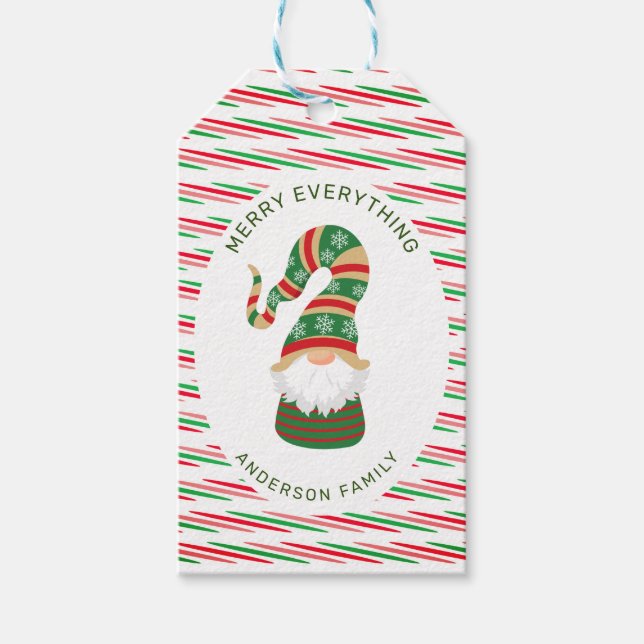 Fröhlich alles gnome Familienurlaub Geschenkanhänger (Vorderseite)