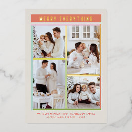 Fröhlich bunter heller Spaß vier Foto Weihnachten Folien Feiertagskarte