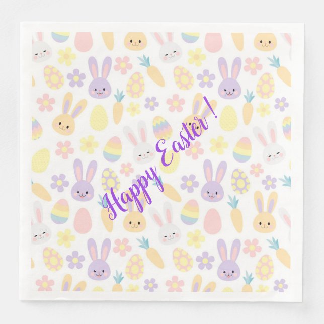 Fröhlich Customize Ostern Lila Hase Serviette (Vorderseite)