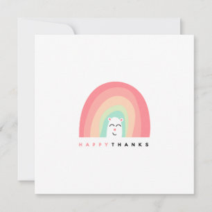 Fröhlich Dank Süß Regenbogen Tier Personalized Dankeskarte