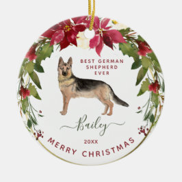Fröhlich das Foto Weihnachtsschäferhund | Ihr Keramik Ornament