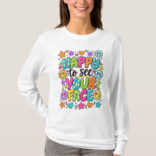 Fröhlich, dein Gesicht zu sehen, bunter Smiley-Spr T-Shirt