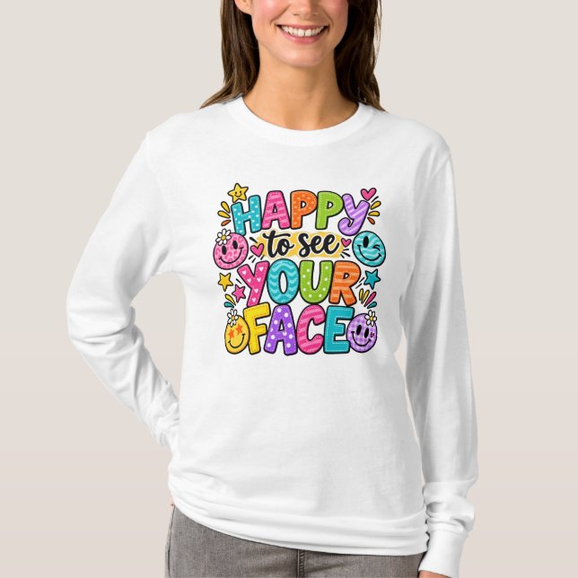 Fröhlich, dein Gesicht zu sehen Patchwork Smiley A T-Shirt (Vorderseite)