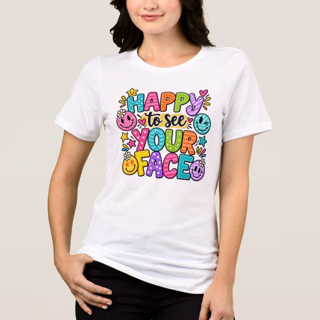 Fröhlich, dein Gesicht zu sehen Patchwork Smiley A Tri-Blend Shirt (Vorderseite)