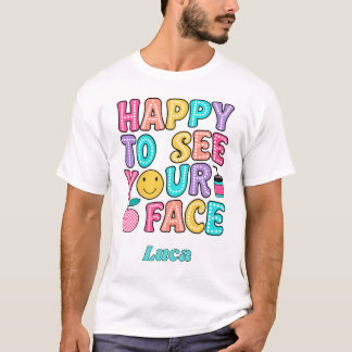 Fröhlich, dein Gesicht zu sehen, süßer Retro-Lehre T-Shirt