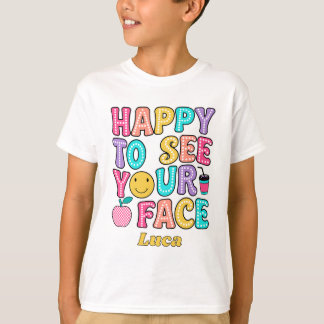 Fröhlich, dein Gesicht zu sehen, süßer Retro-Lehre T-Shirt