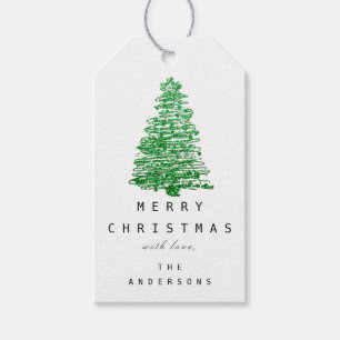 Fröhlich Feiertags-Weihnachtsbaum-Grün-Weiß nen Geschenkanhänger