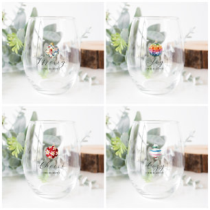 Fröhlich, Freude, Beifall, gemütlich Monogramm W Weinglas Ohne Stiel