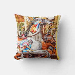 Fröhlich-gehen-runde gemalte Ponykarussell-Reihe Kissen