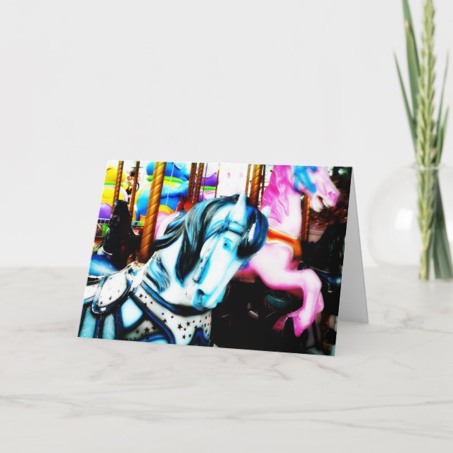 Fröhlich-gehen-runde Pferdgeburtstags-Karte Karte (Vorderseite)