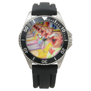 Fröhlich lachende Clown-Gesichter, Armbanduhr
