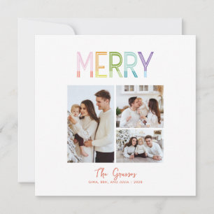 Fröhlich leuchtend bunt lustig drei Foto Weihnacht Feiertagskarte