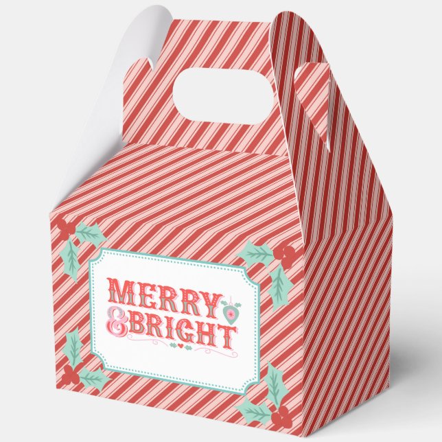 fröhlich Merry & Bright | Retro Rosa und Rot Geschenkschachtel (Vorderseite)
