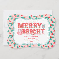 fröhlich Merry & Bright | Retro Rosa und Rot Holly