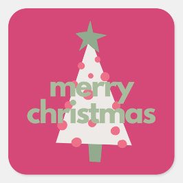 Fröhlich Moderne Minimalistische Pink Weihnachtskl Quadratischer Aufkleber