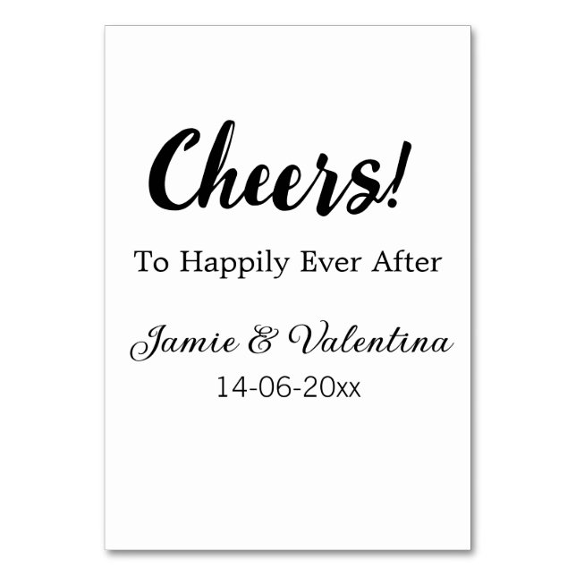 Fröhlich nach dem Hinzufügen von Paarnamendatum Tischnummer (Vorderseite)