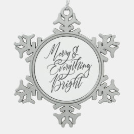 Fröhlich und alles hell Schwarz und Weiß Schneeflocken Zinn-Ornament