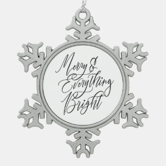 Fröhlich und alles hell Schwarz und Weiß Schneeflocken Zinn-Ornament